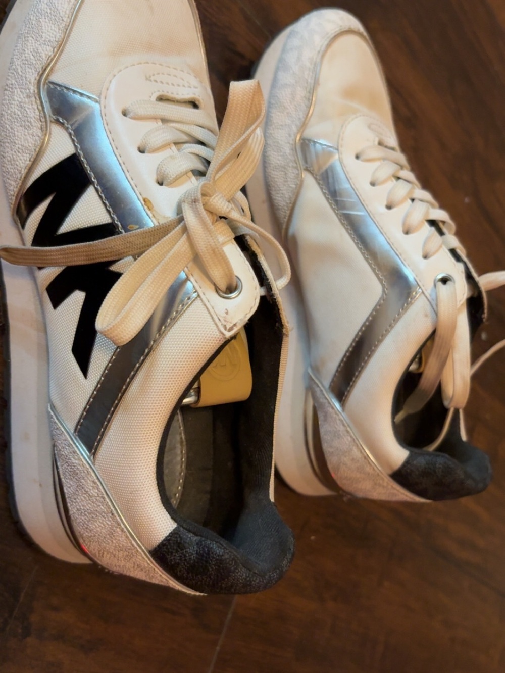 Women’s Michael Kors White & Silver Casual Lace-Up Sneakers